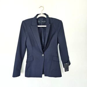 Zara Blazer Women's Medium Blue Single Breasted‎ Formal Office Carrier Jacket